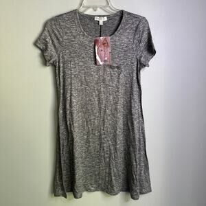 Love Fire Women’s XS black/white marbled knit mini sweater dress NWT